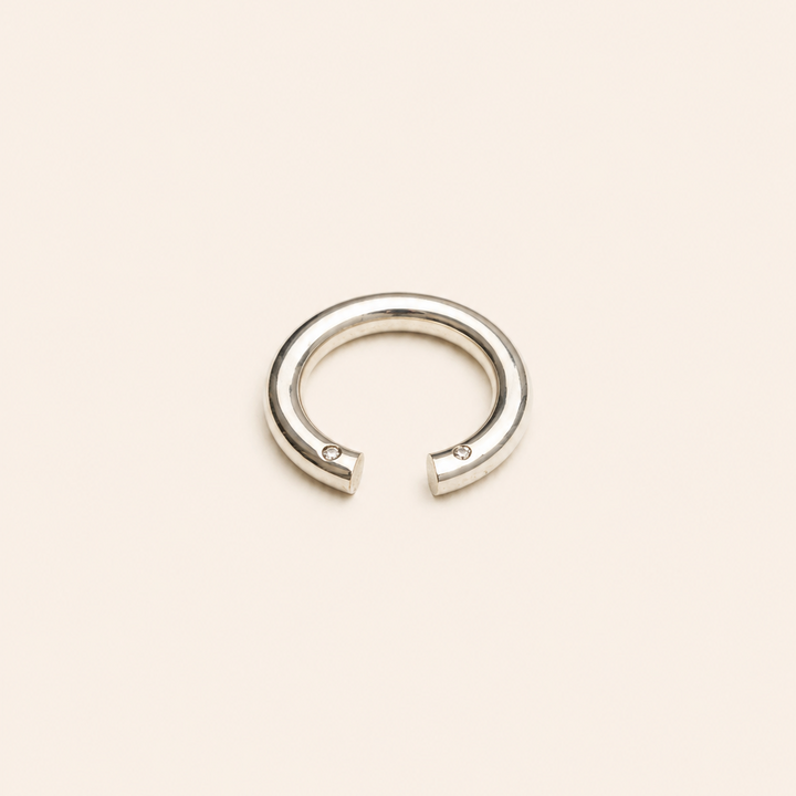 Anillo Bombe Abierto de Plata Circón