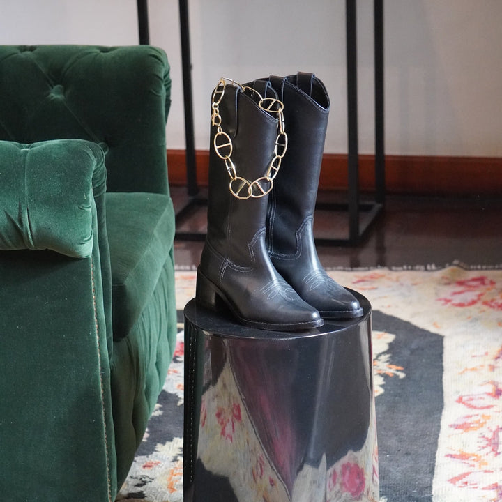 Bota Vaquera Lisa Negro