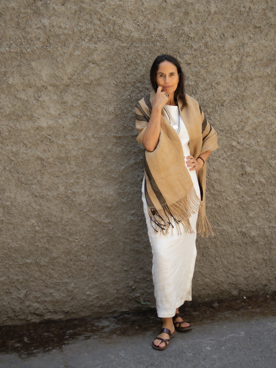 Echarpe Lino Camel Negro