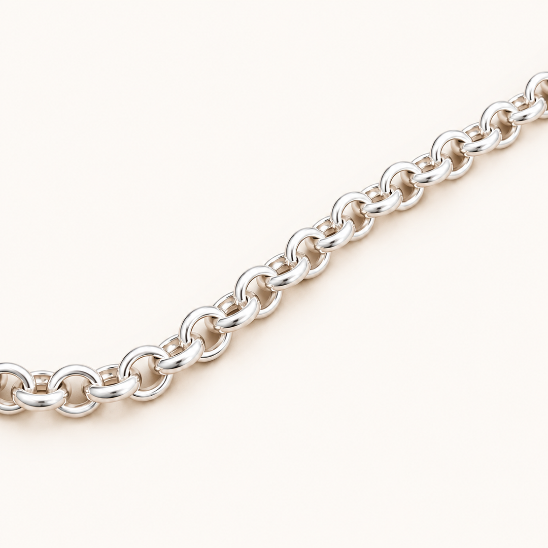 Cadena de Plata Eslabón Rolo M