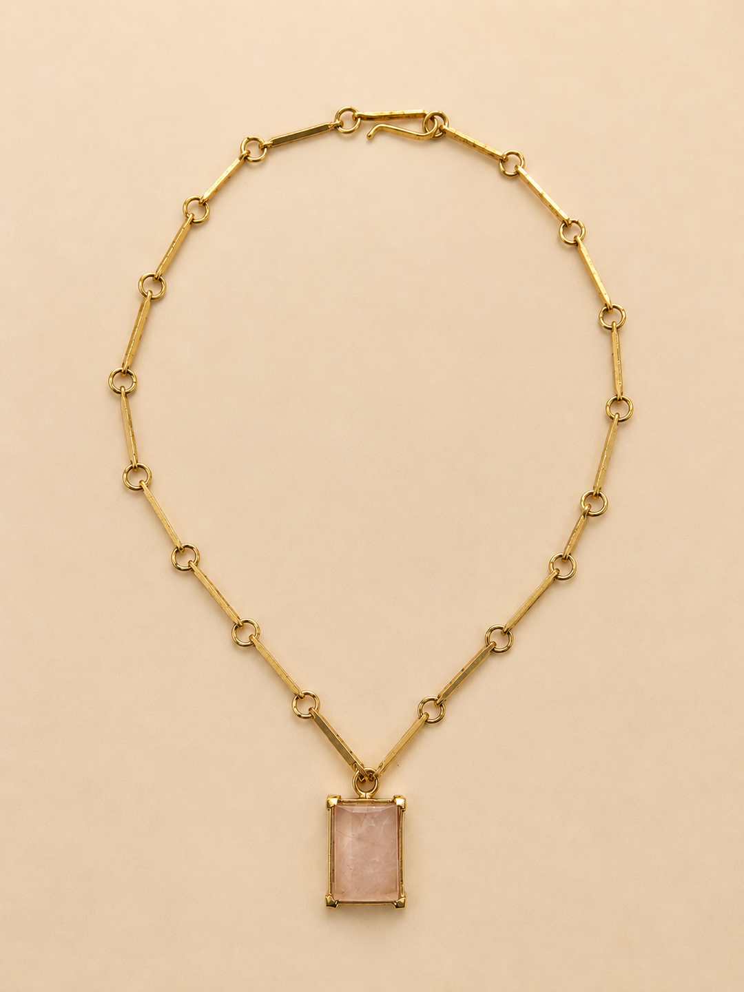 Collar Piedra Cuarzo Rosa de Bronce