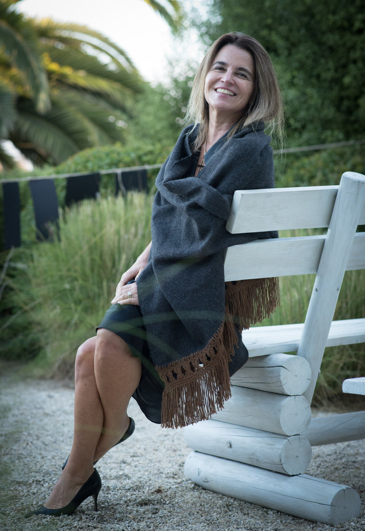 Echarpe Alpaca Marengo/Camel Macramé