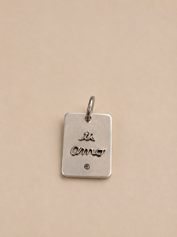 Placa "ti amo" Plata Circón