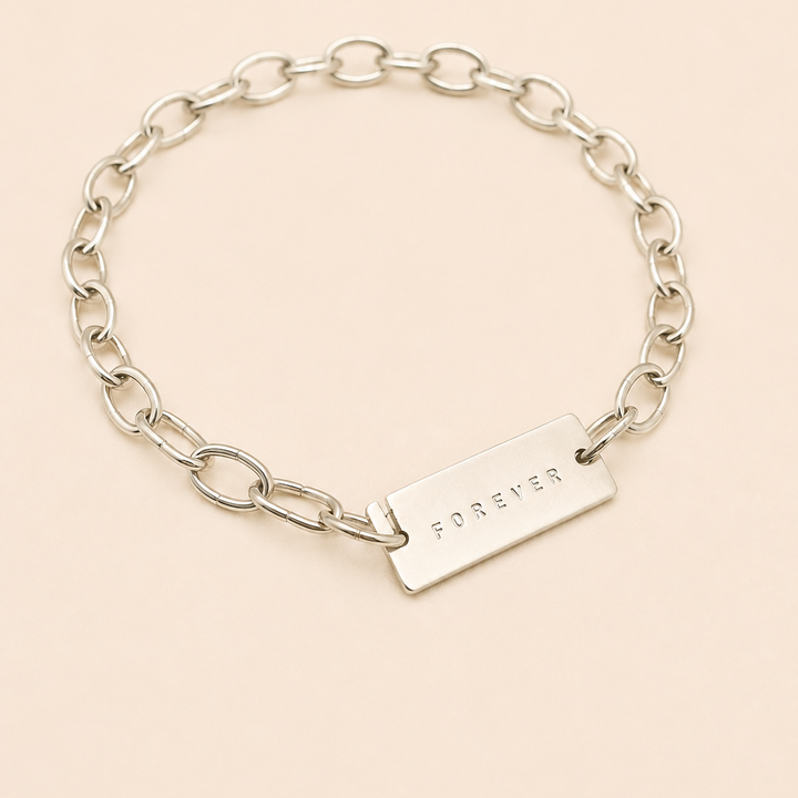 Collar Placa "Forever" Plata