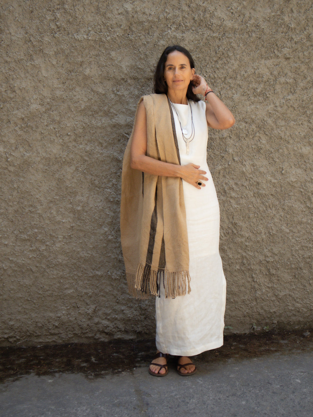 Echarpe Lino Camel Negro