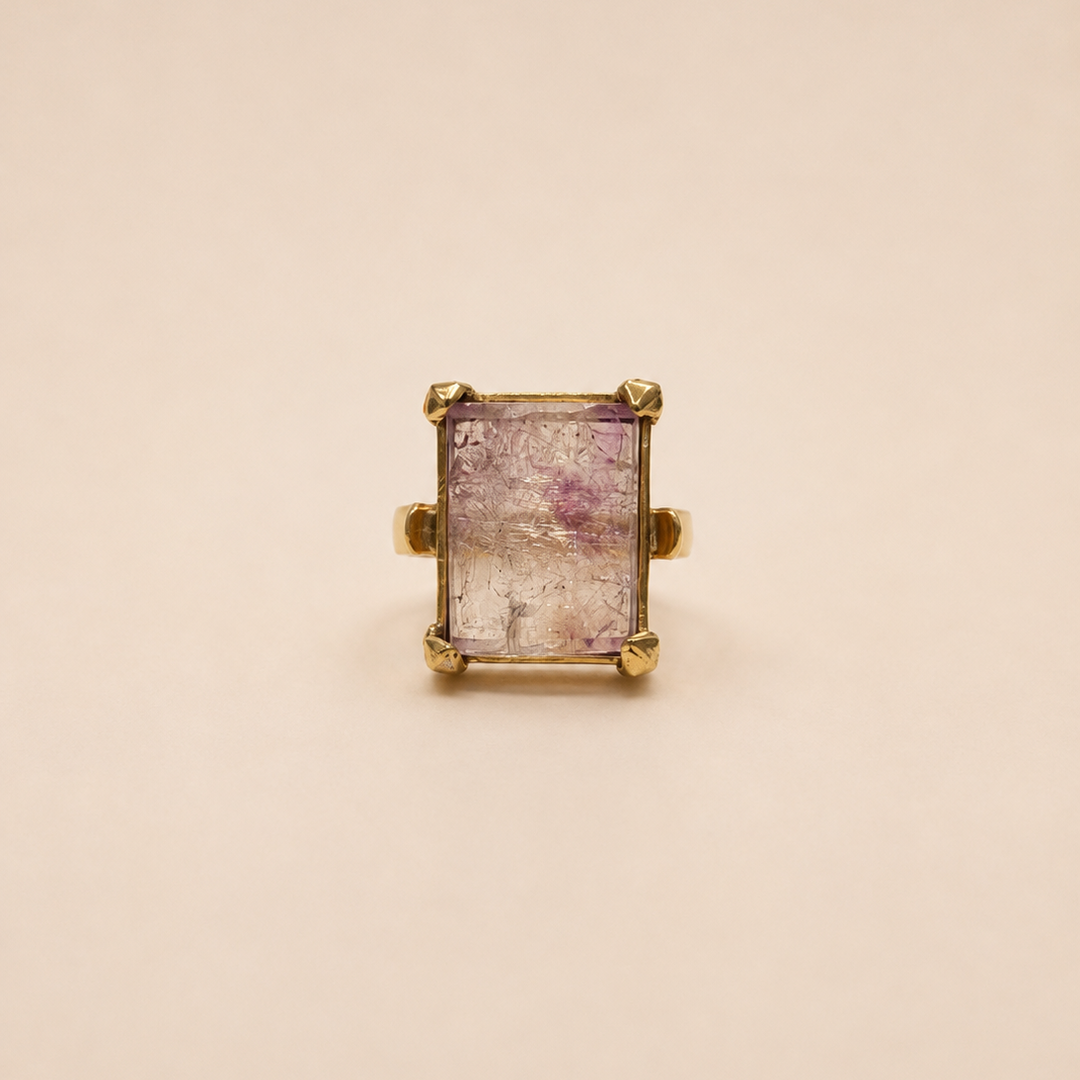 Anillo Cuarzo Rosa de Bronce