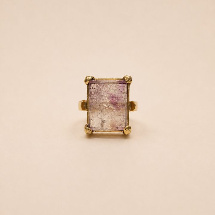 Anillo Cuarzo Rosa de Bronce