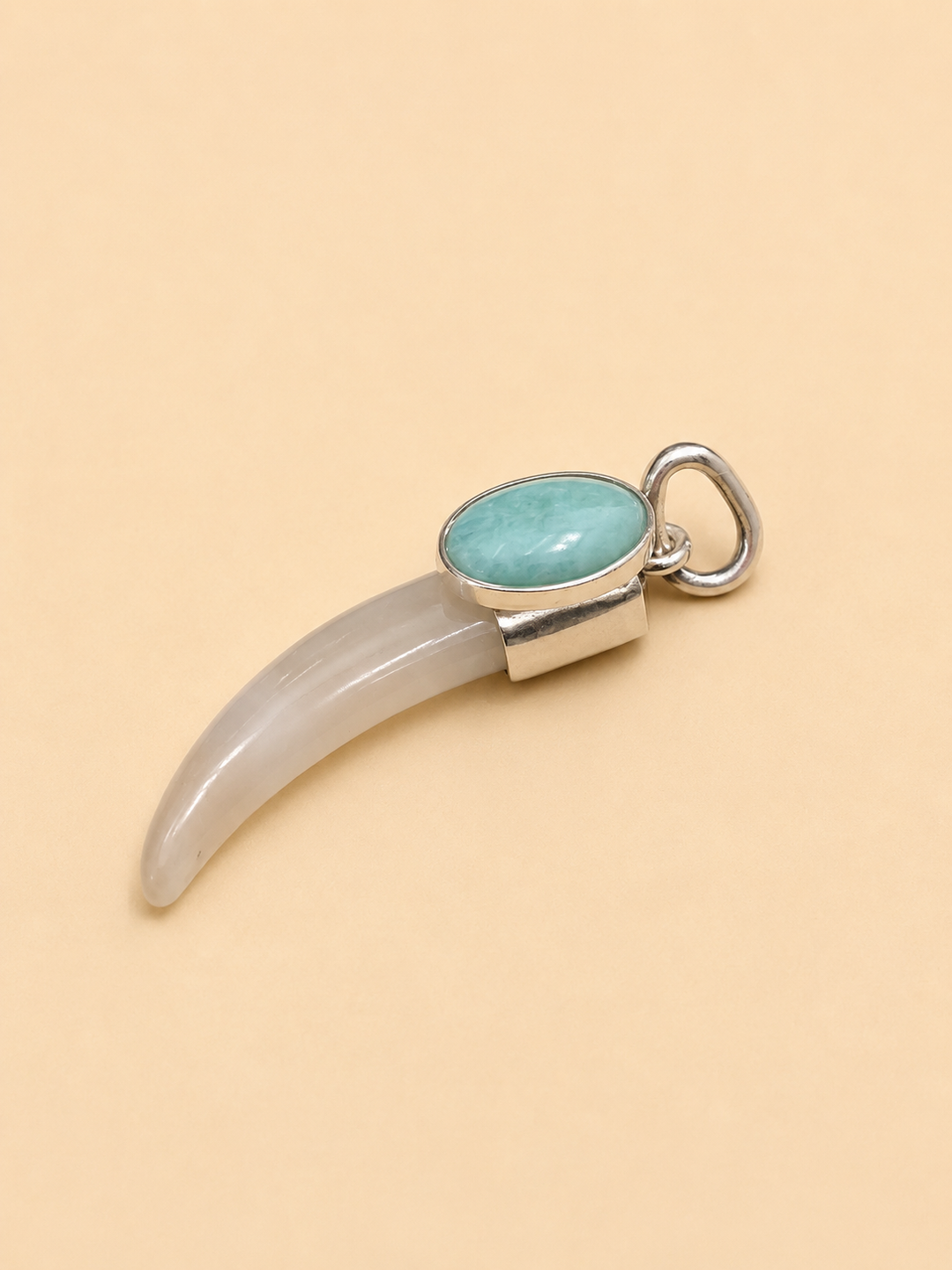 Colgante Cacho Cuarzo piedra Amazonita Plata