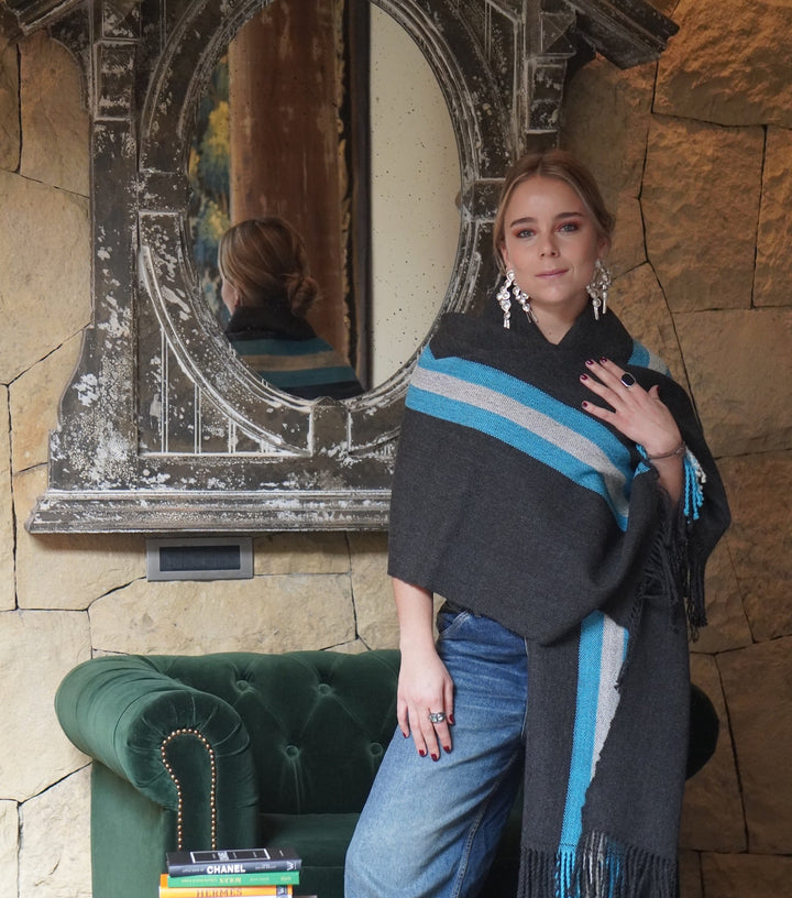 Echarpe Alpaca Marengo/Celeste