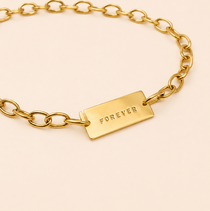 Collar Placa "Forever" Bronce