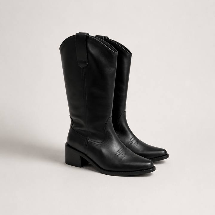 Bota Vaquera Lisa Negro