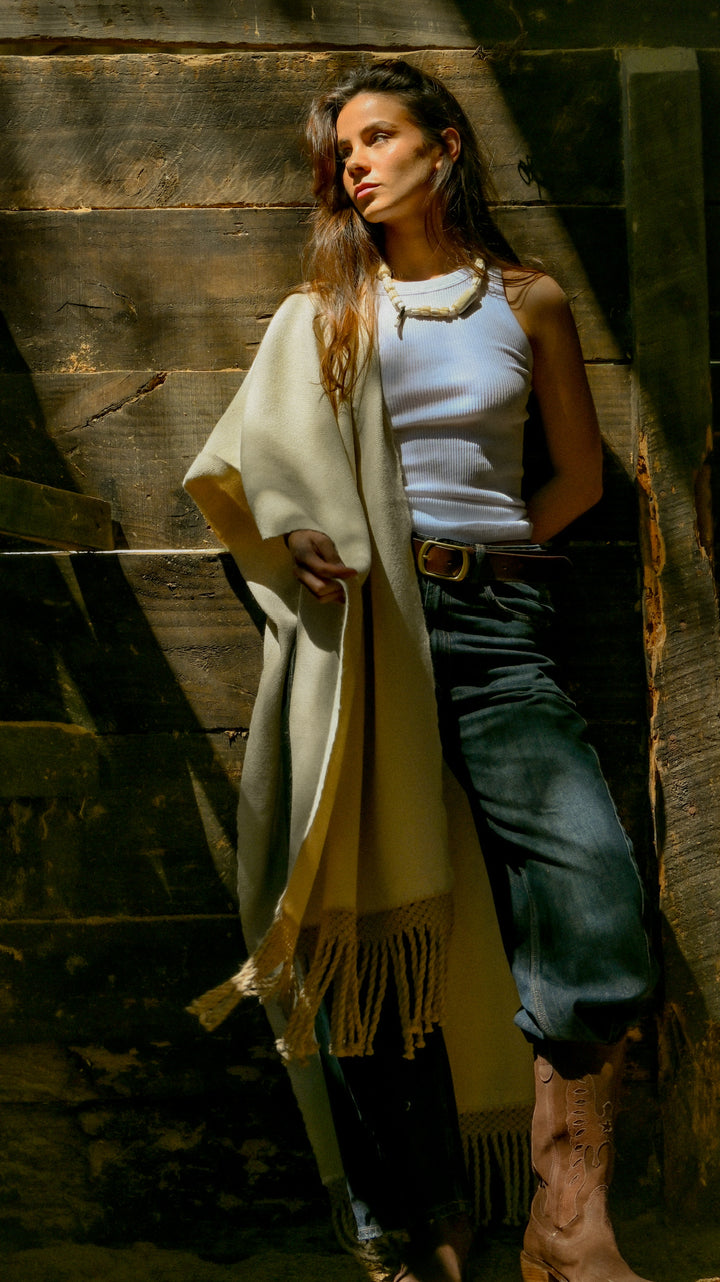 Tapado Alpaca Blanco Macramé