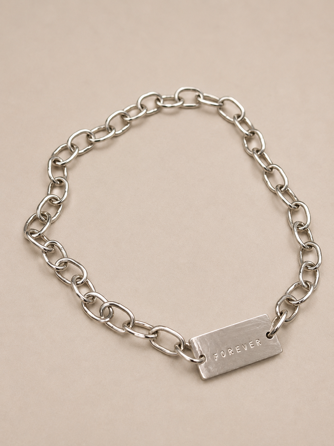 Collar Placa "Forever" Plata