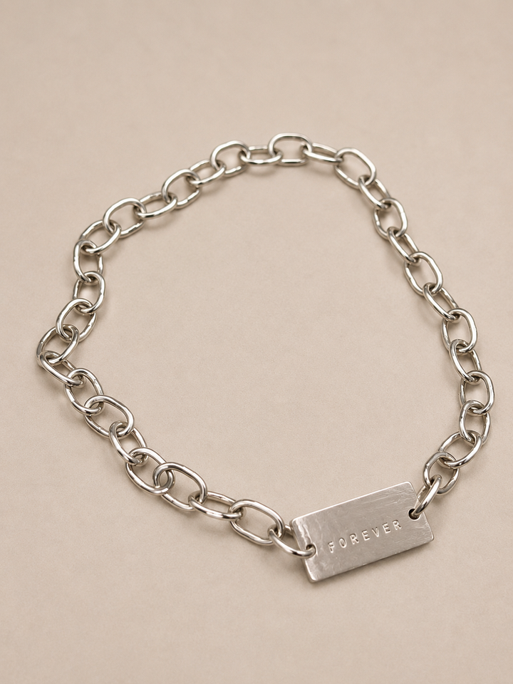 Collar Placa "Forever" Plata