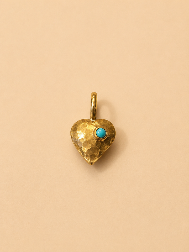 Corazón de Bronce con Turquesa Natural