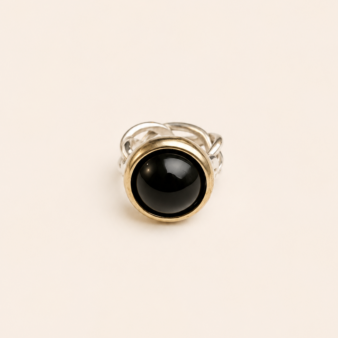 Anillo Piedra Onix Bicolor