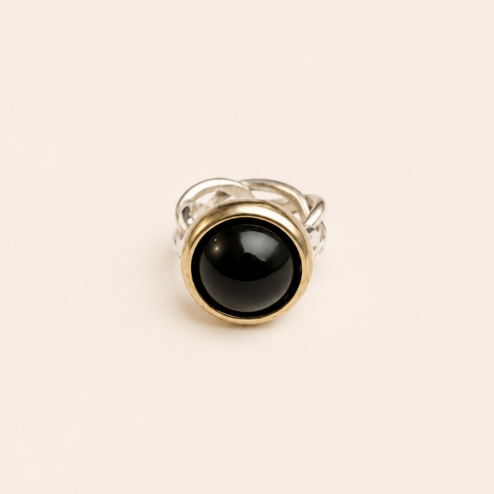 Anillo Piedra Onix Bicolor