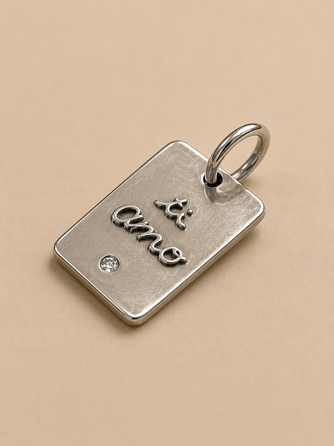 Placa "ti amo" Plata Circón