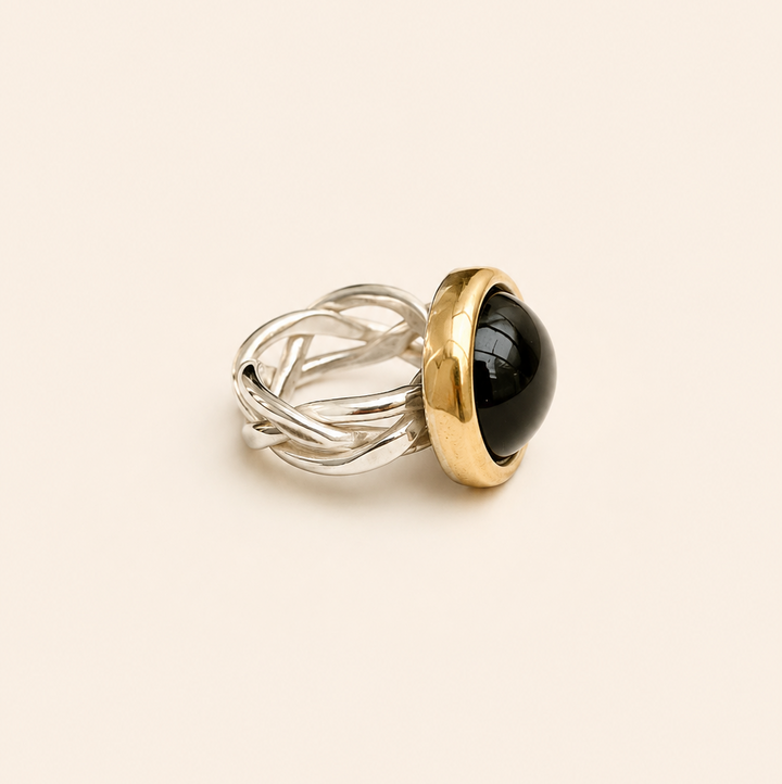 Anillo Piedra Onix Bicolor