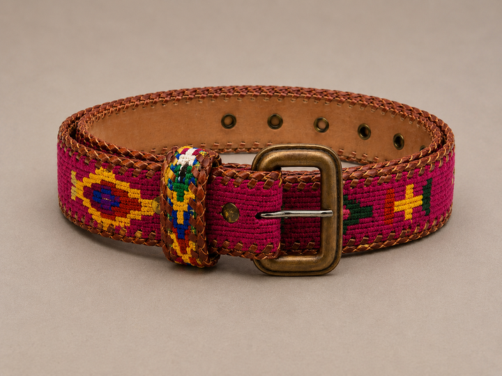 Cinturón Español de cuero Fucsia