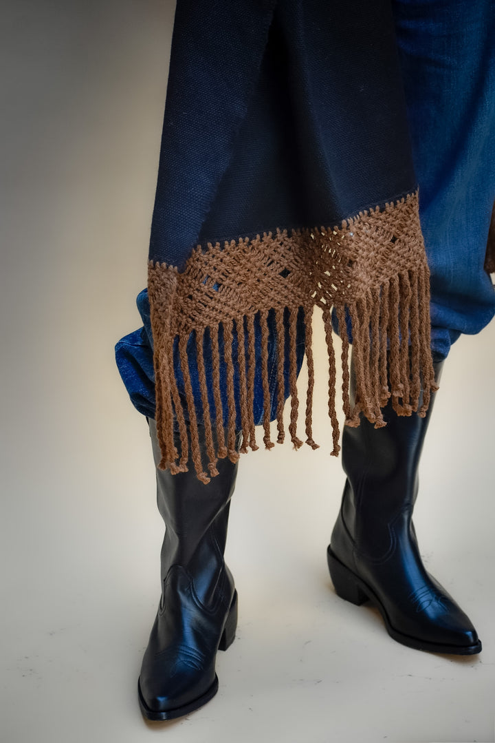 Echarpe Alpaca Negro Macramé