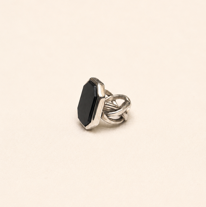 Anillo Piedra Onix Plata