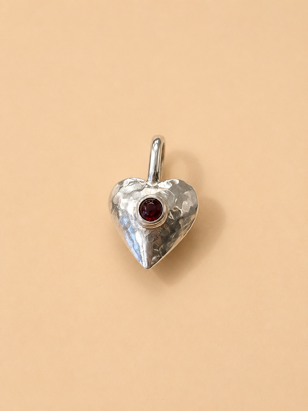 Corazón Plata Piedra Granate