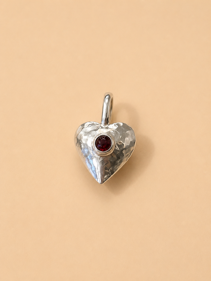 Corazón Plata Piedra Granate