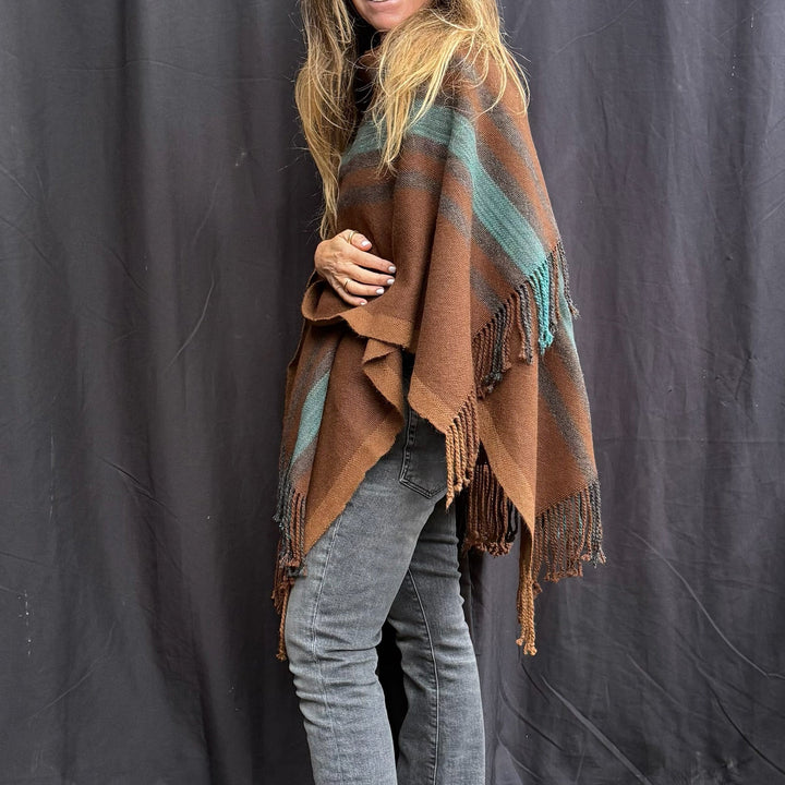Manta Alpaca Chocolate/Colores Bosque