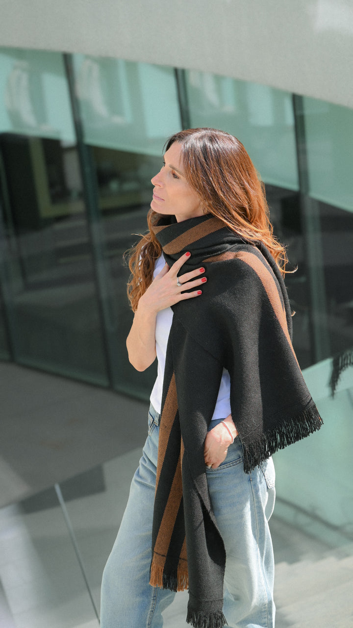Echarpe Alpaca Negro Camel