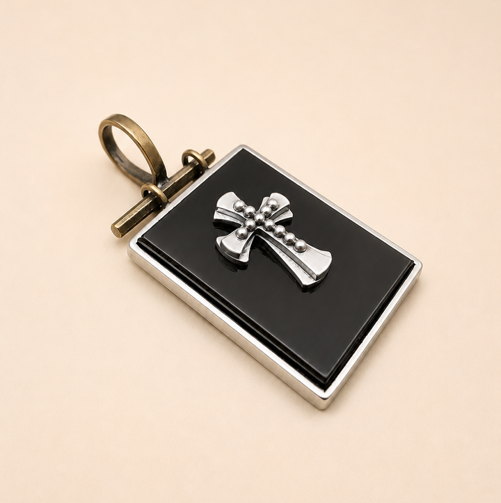 Placa Cruz Onix de Plata