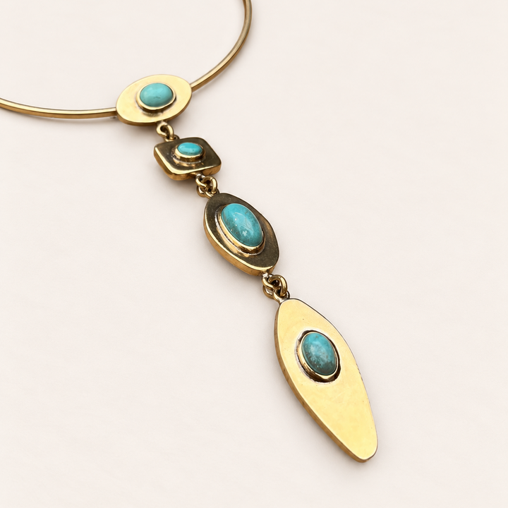 Colgante de Bronce Trapecio Piedra Turquesa