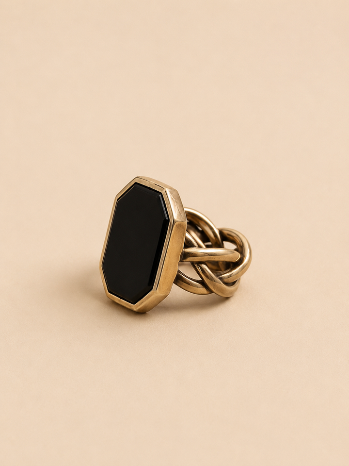 Anillo Piedra Onix Bronce
