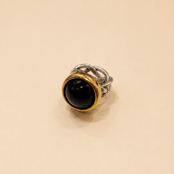 Anillo Piedra Onix Bicolor