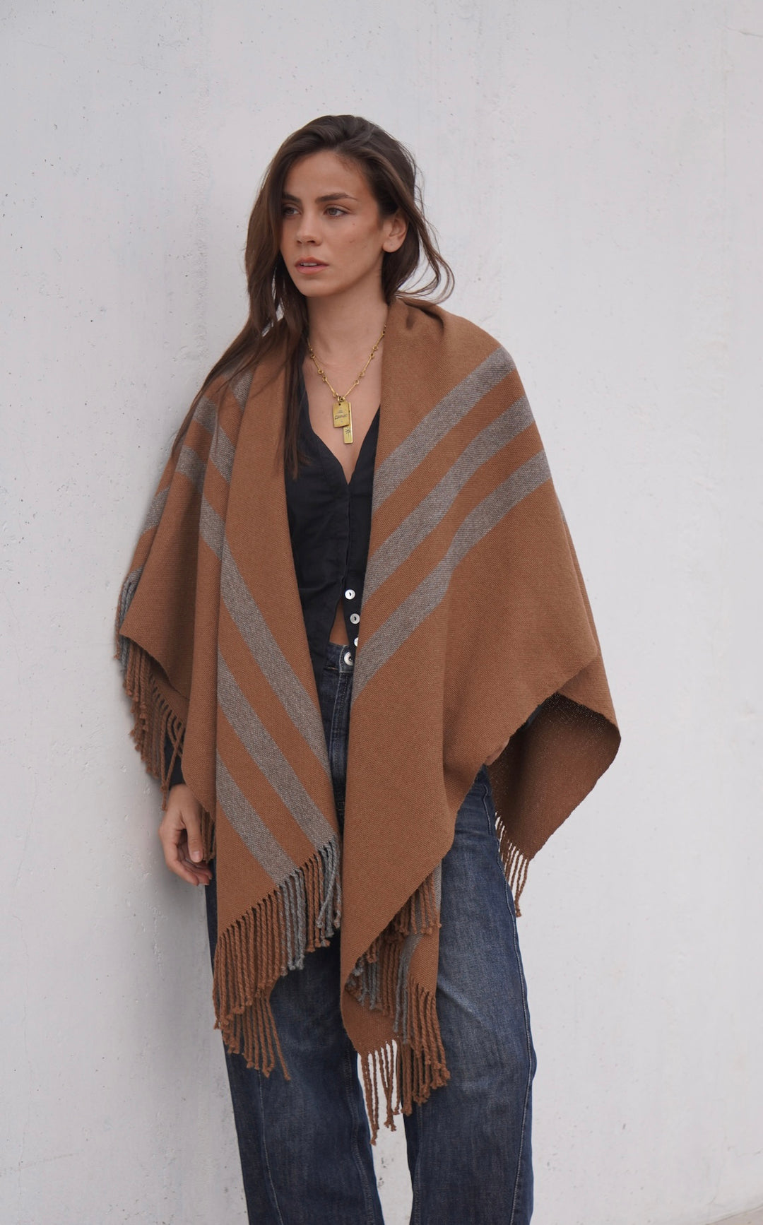 Manta Alpaca Camel/Gris