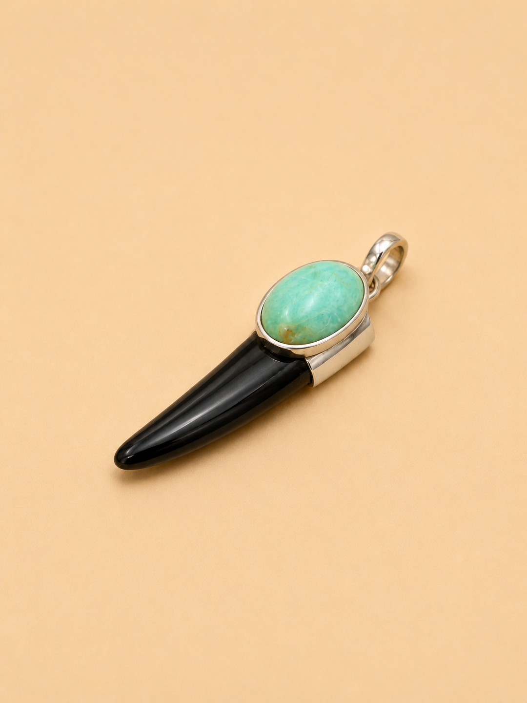Colgante Cacho Onix con piedra Amazonita Plata