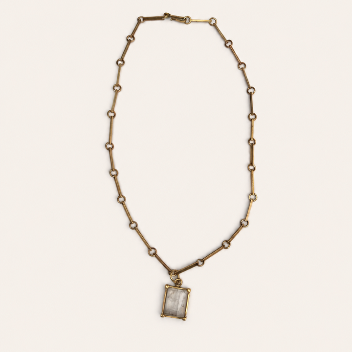 Collar Piedra Cuarzo Rosa de Bronce