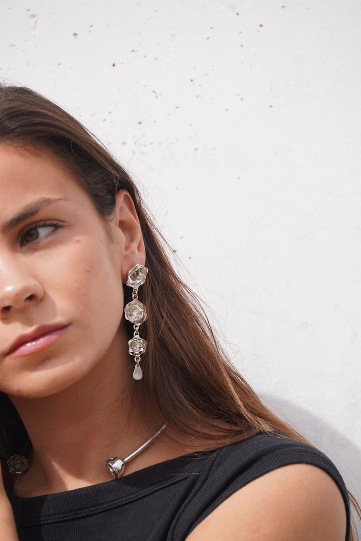 Aros Rosa Triple Plata