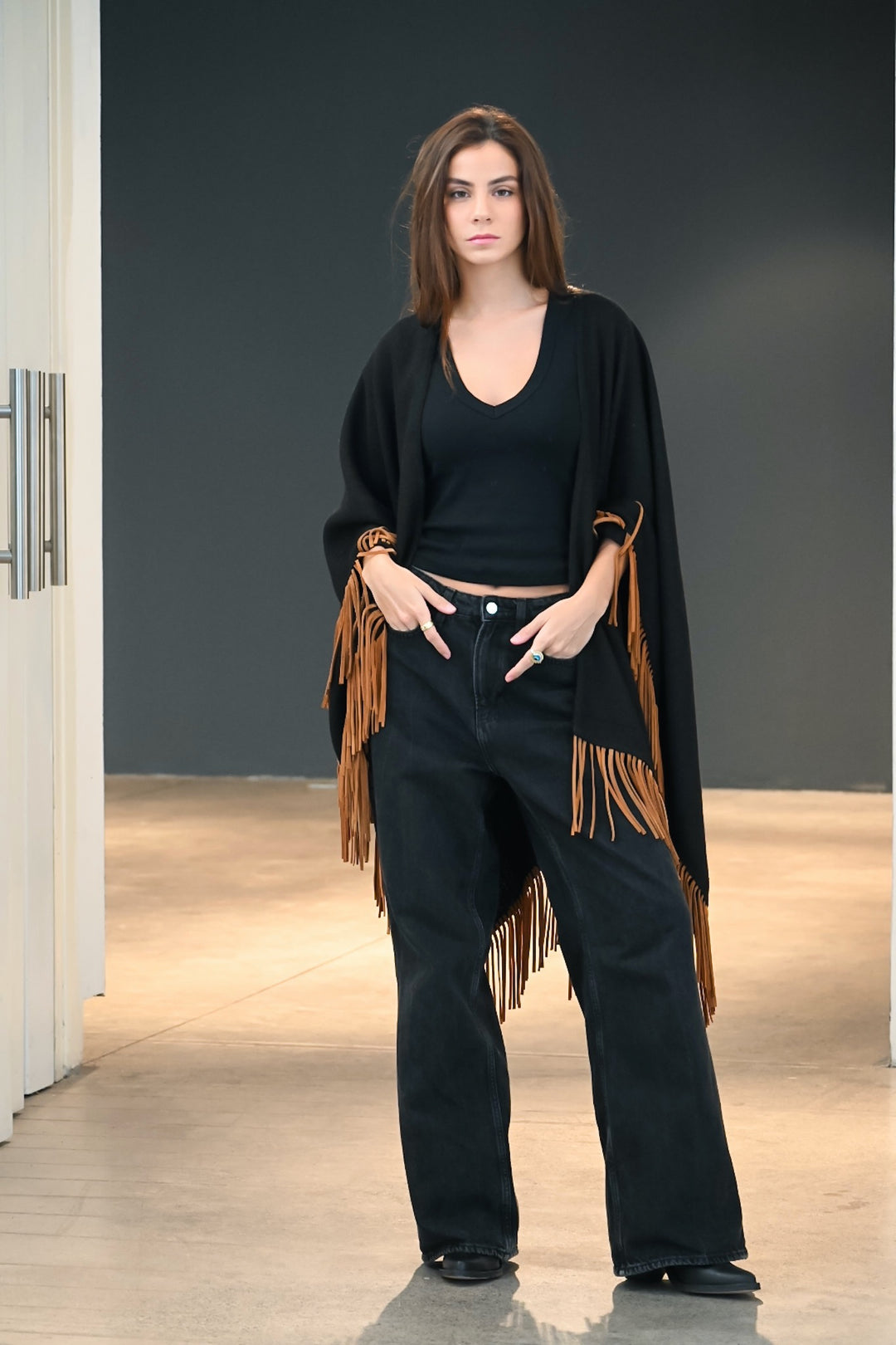 Manta Alpaca Negro Cuero