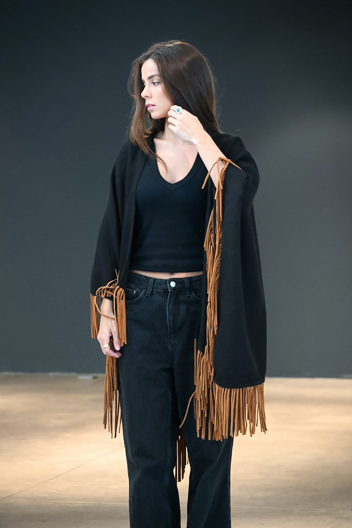 Manta Alpaca Negro Cuero