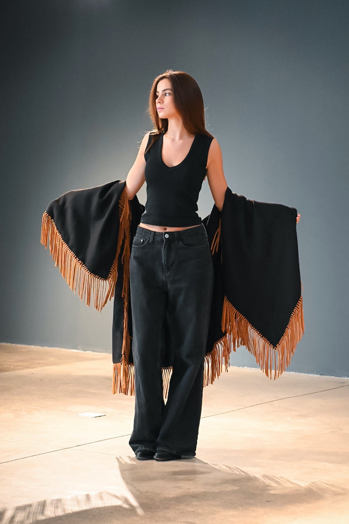 Manta Alpaca Negro Cuero