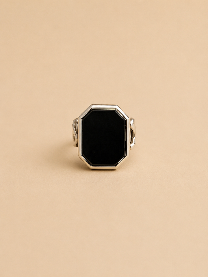 Anillo Piedra Onix Plata