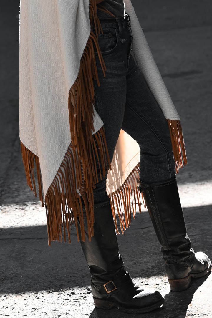 Manta Alpaca  Blanco Cuero