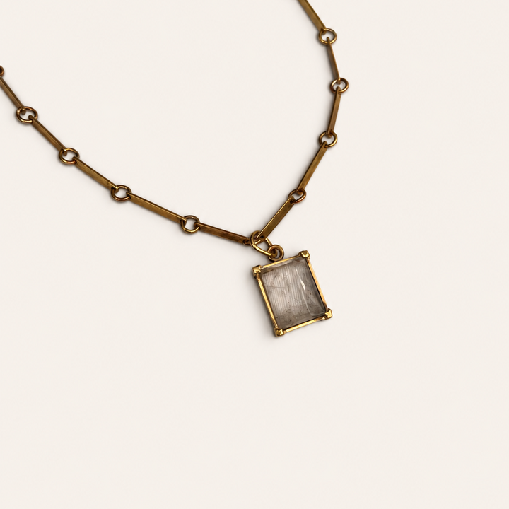 Collar Piedra Cuarzo Rosa de Bronce