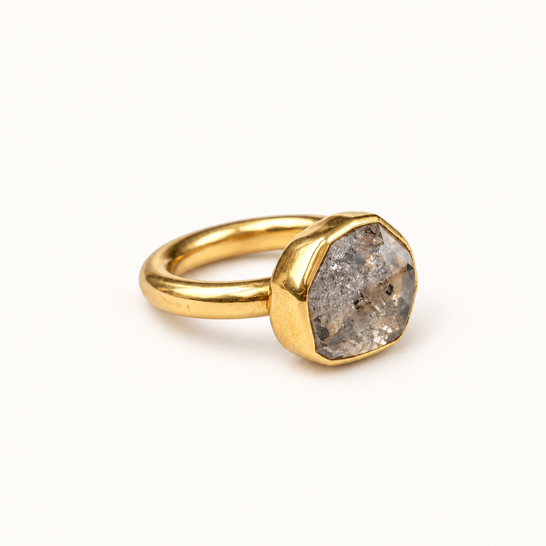 Anillo de Bronce Cuarzo redondo