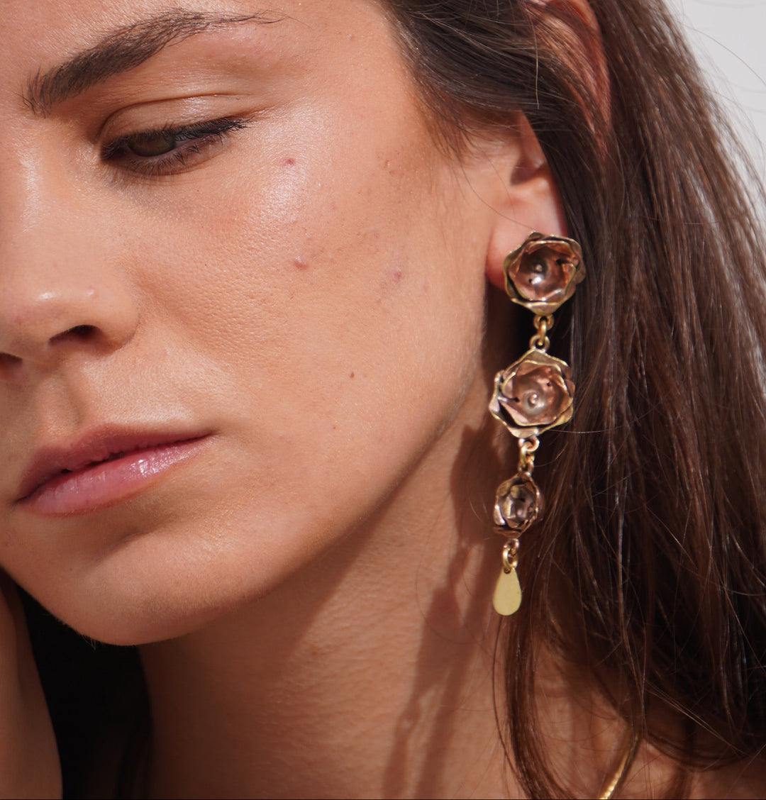 Aros Rosa Triple Bronce