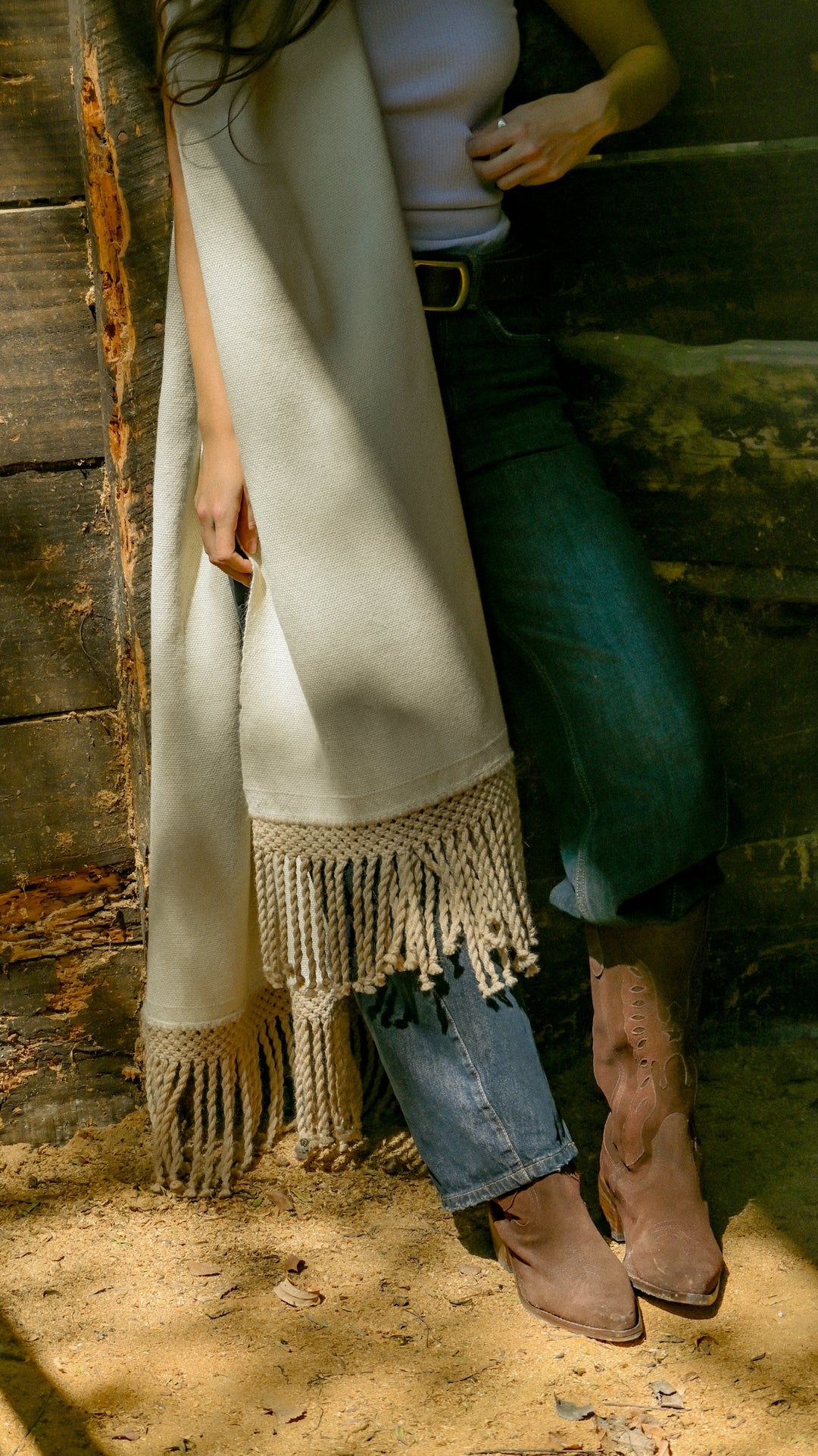 Tapado Alpaca Blanco Macramé