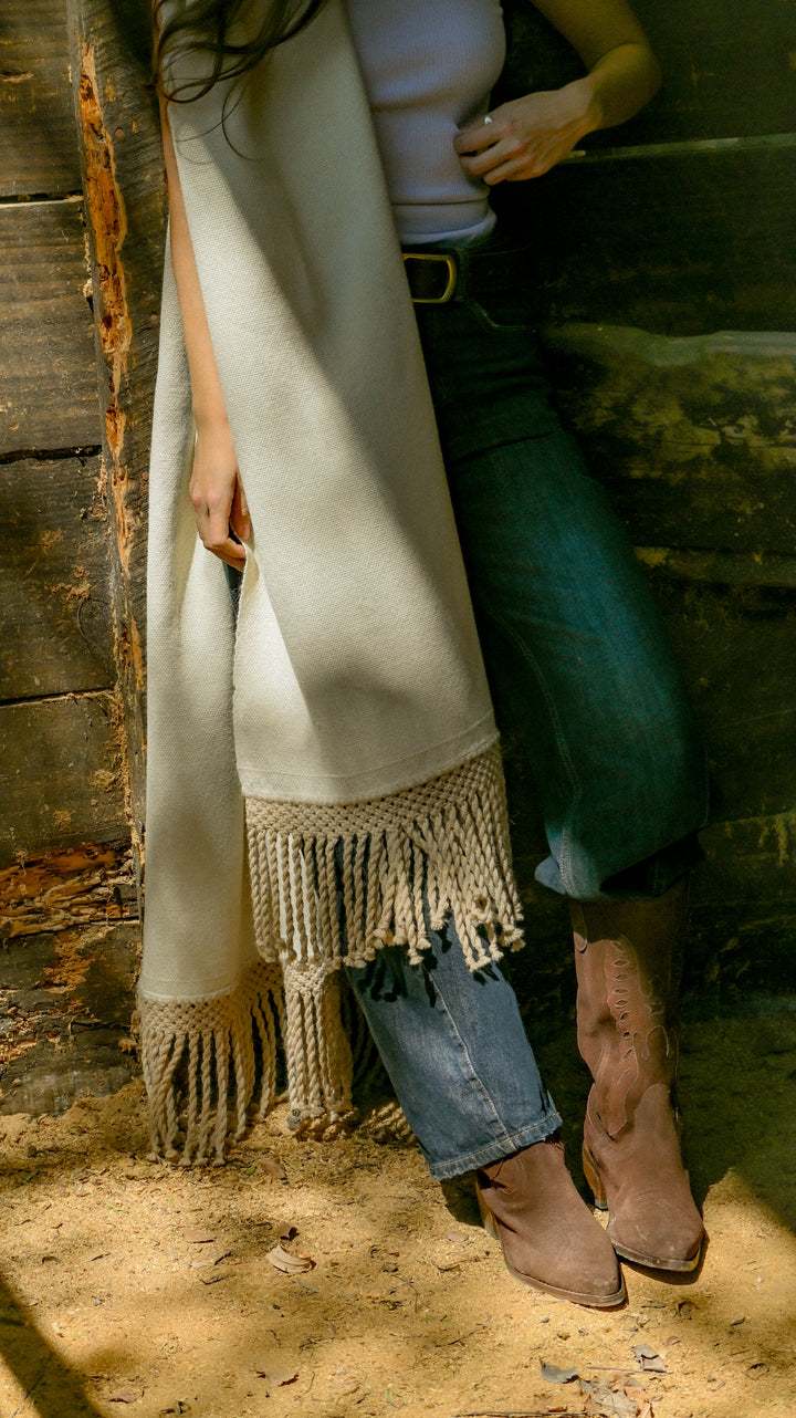 Tapado Alpaca Blanco Macramé