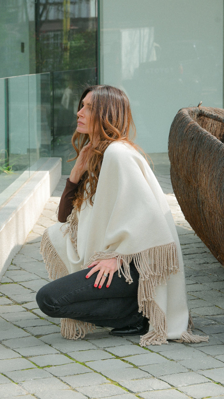Manta Alpaca Blanco Flecos