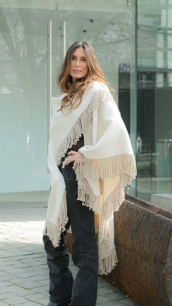 Manta Alpaca Blanco Flecos